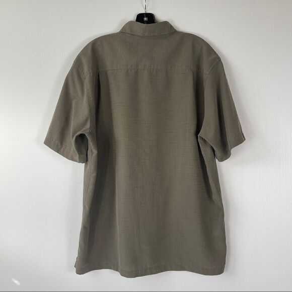 Quicksilver Shirt Short Sleeve Button Olive Green Camp Shirt Men's Size Large - Picture 3 of 8